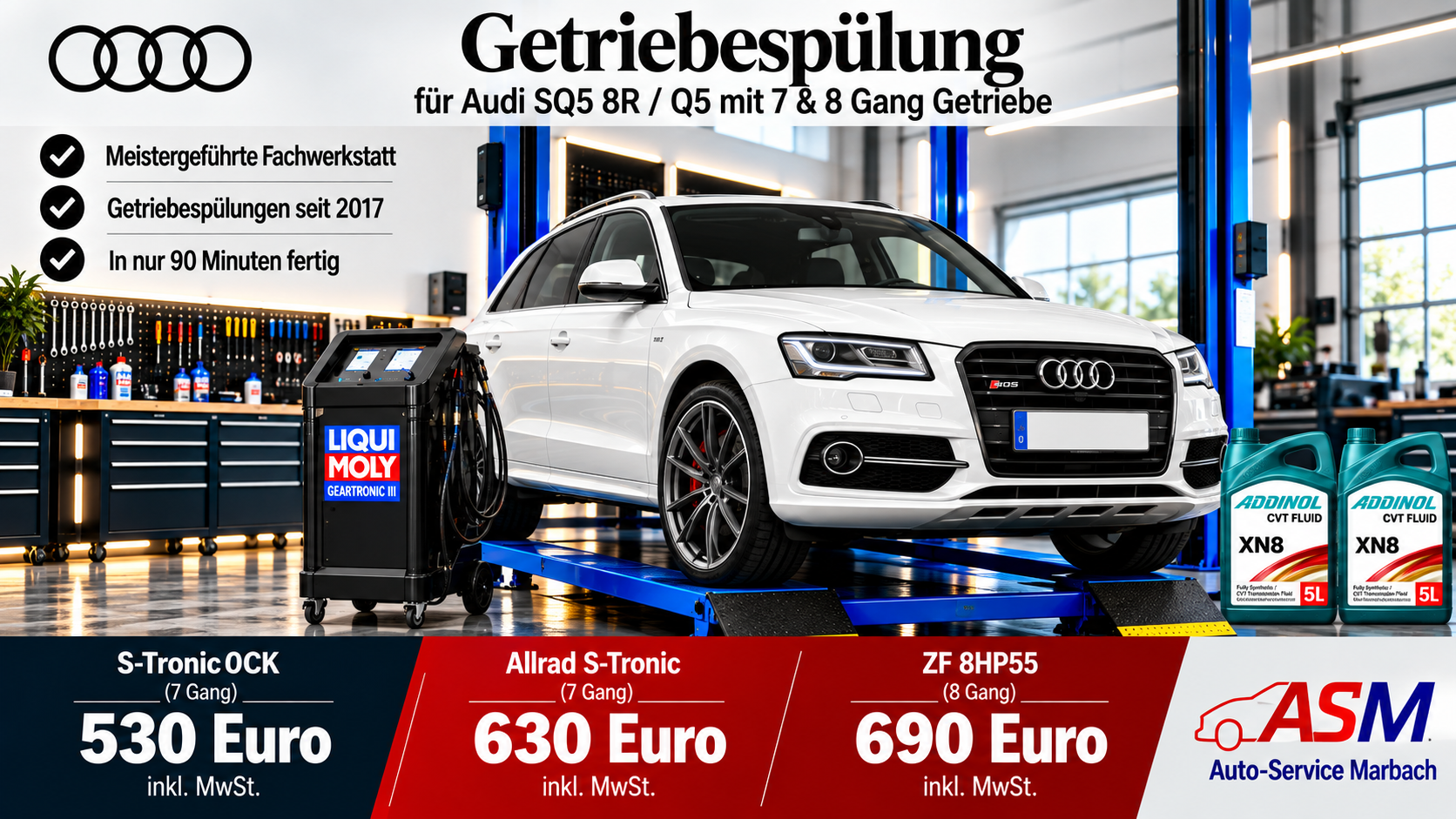 Getriebespülung Audi Q5 8R & FY – 7-Gang S-Tronic / ZF 8HP