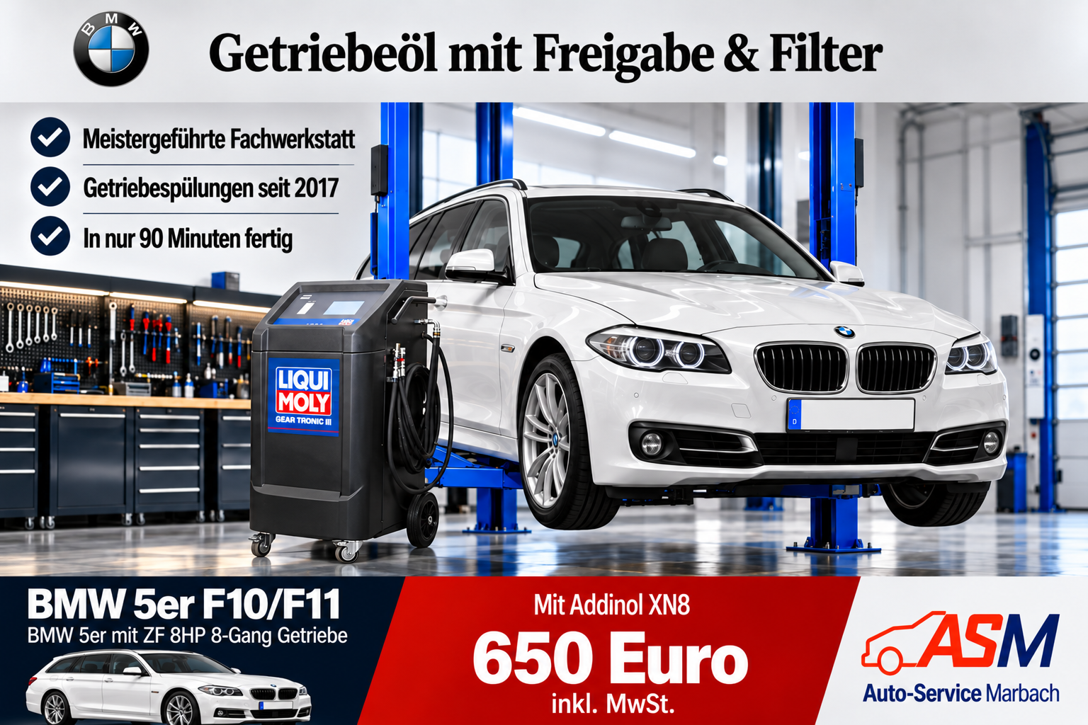 Getriebespülung BMW 5er F10 F11 mit ZF 8HP 8 Gang Getriebe