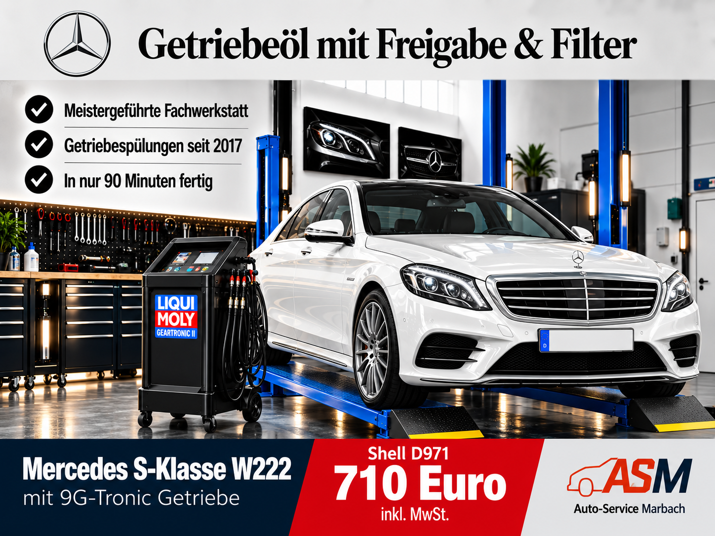 Getriebespülung Mercedes S-Klasse W222 mit 9G Tronic Getriebe