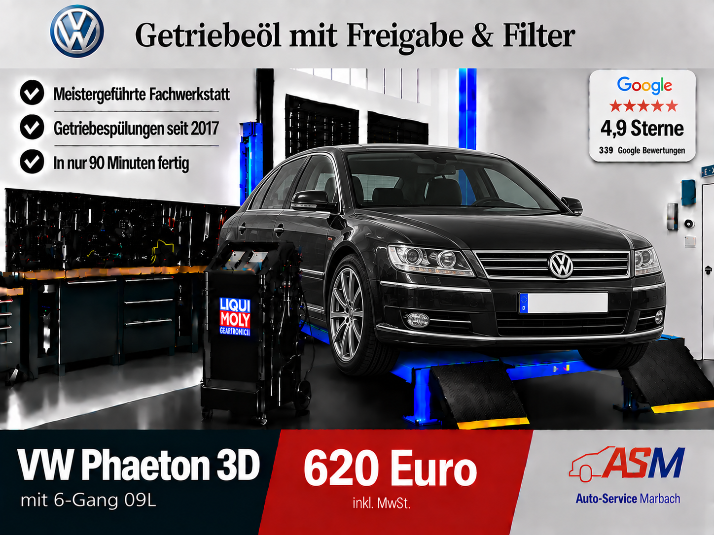 Getriebespülung VW Phaeton 3D mit 6 Gang 09L