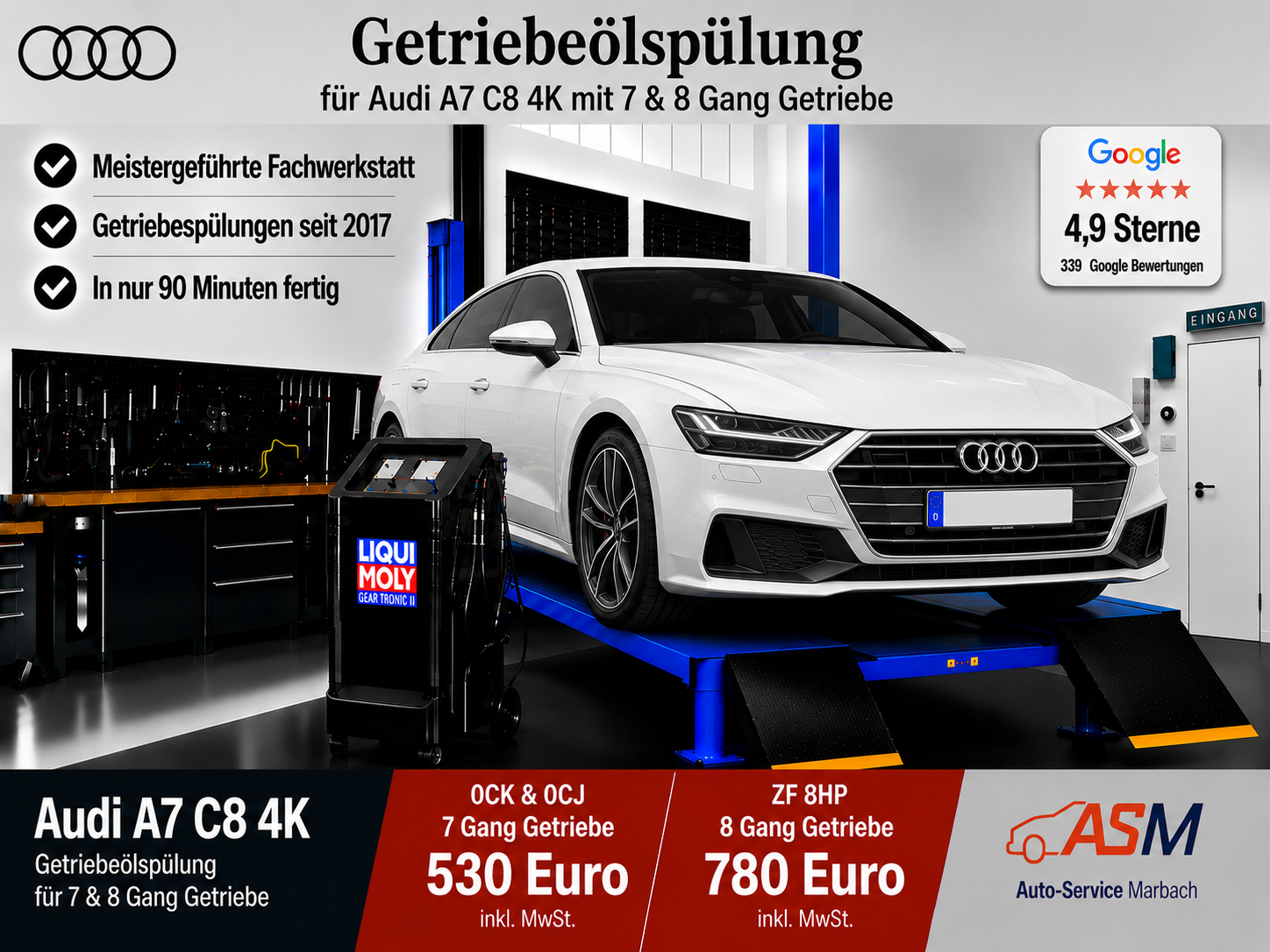 Getriebeölspülung für Audi A7 A8 C8 4K mit 8HP65 & OCK 0CJ Getriebe