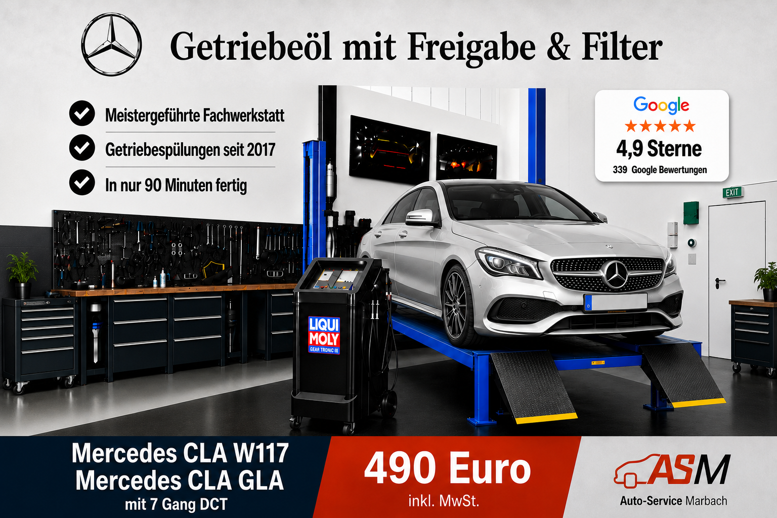 Getriebespülung Mercedes A-Klasse CLA GLA mit 7 Gang DCT Getriebe