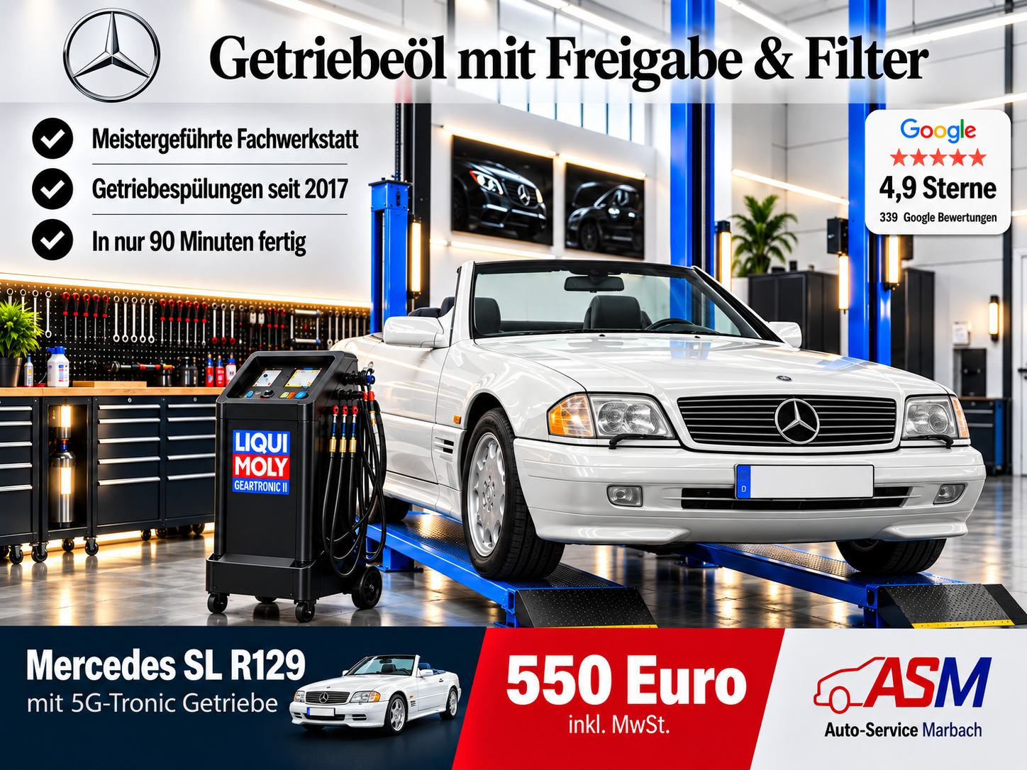 Getriebespülung Mercedes SL R129 mit 5G Tronic Getriebe