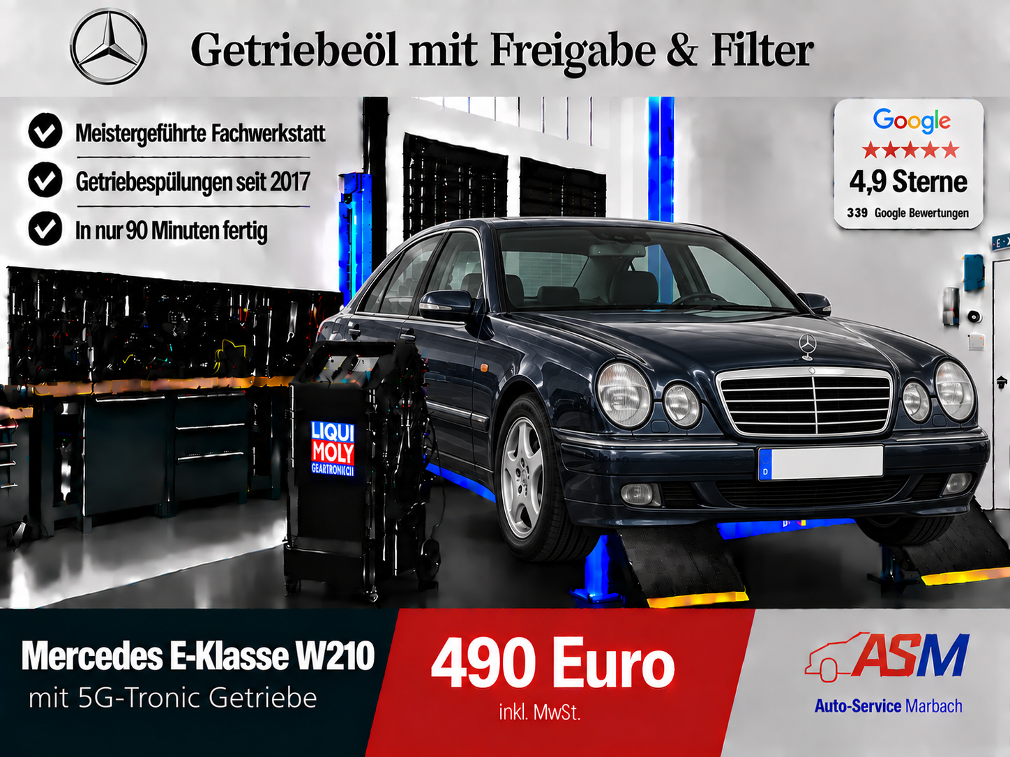 Getriebespülung Mercedes E-Klasse W210 mit 5G Tronic Getriebe