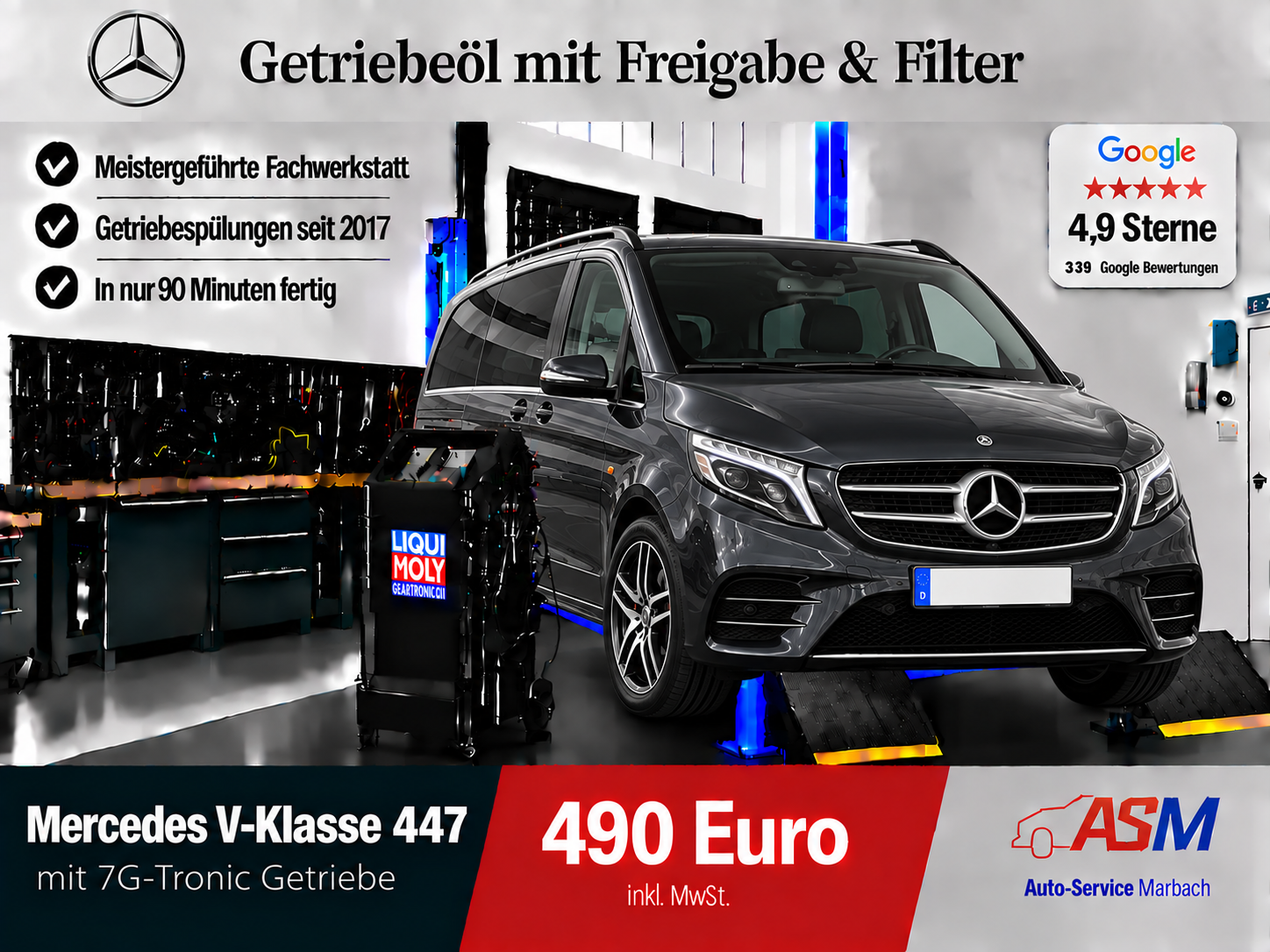 Getriebespülung Mercedes V-Klasse 447 mit 7G Tronic Getriebe