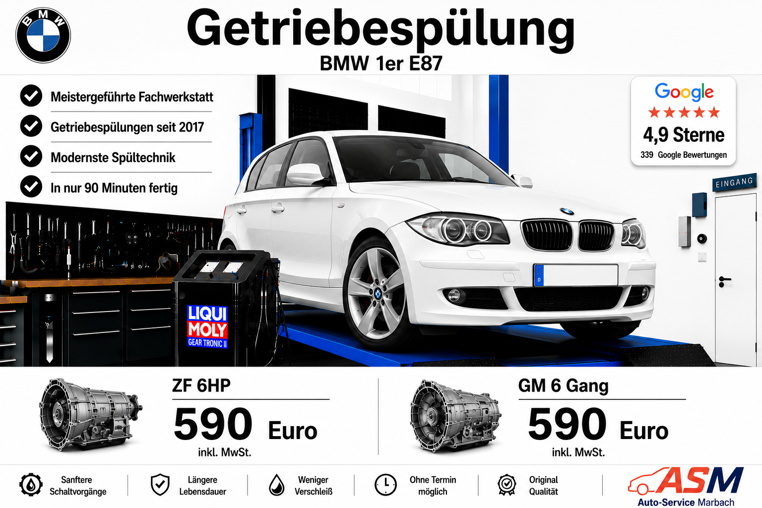 Getriebespülung BMW 1er E87 mit ZF 6HP & GM Getriebe