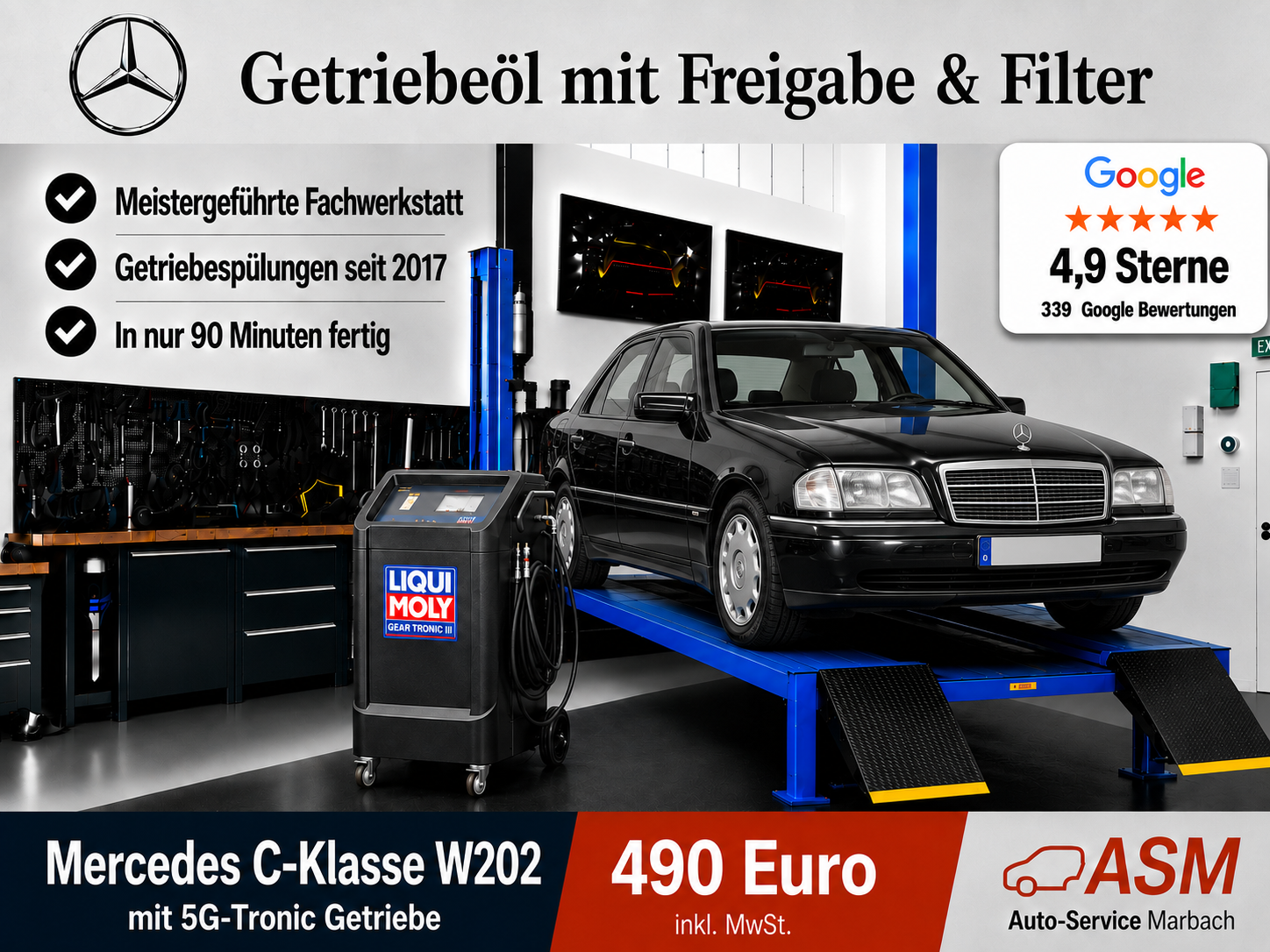 Getriebespülung Mercedes C-Klasse W202 mit 5G Tronic Getriebe