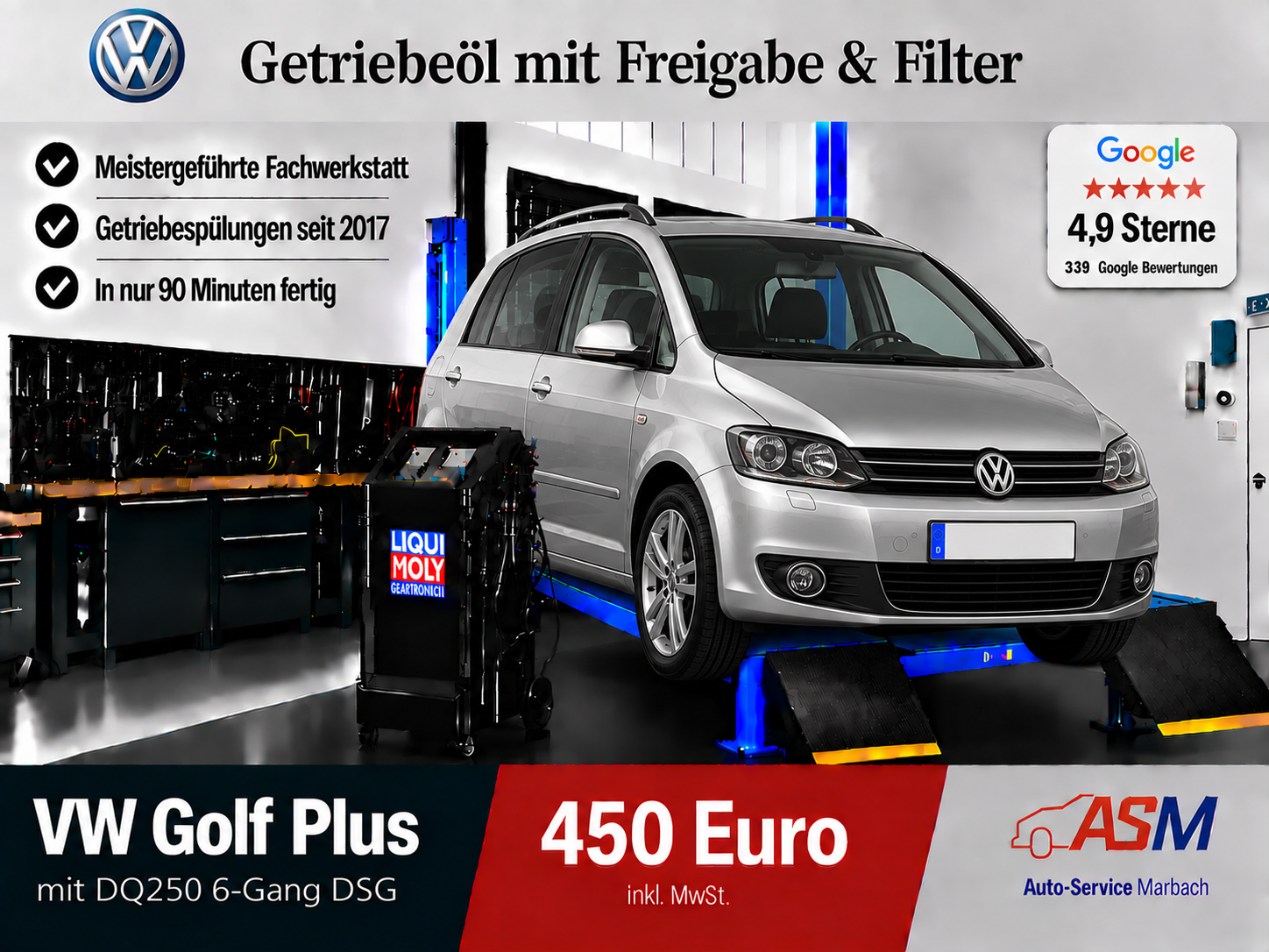 Getriebespülung VW Golf Plus mit DQ250 6 Gang DSG