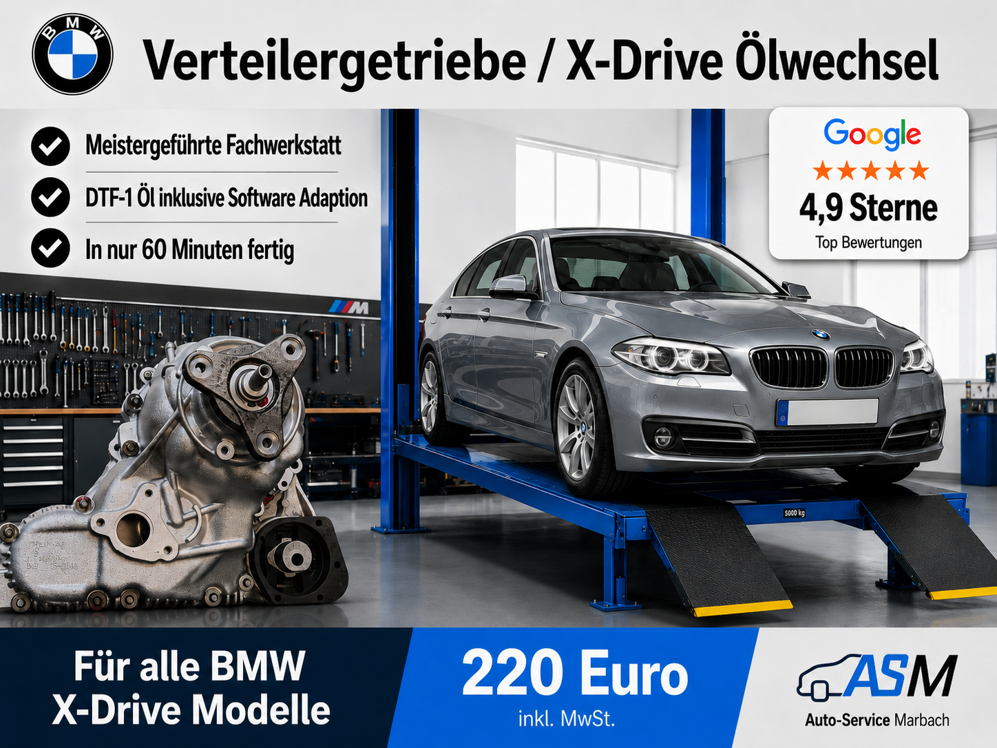 BMW Verteilergetriebe / X-Drive Ölwechsel / VTG mit DTF-1 Öl inklusive Software Adaption
