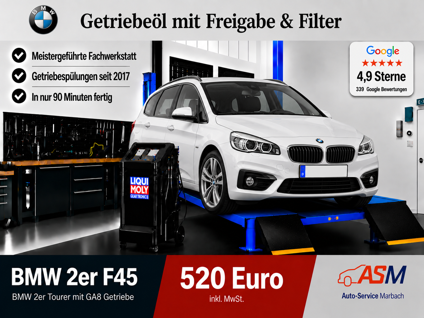 Getriebespülung BMW 2er F45 Tourer mit GA8 Getriebe