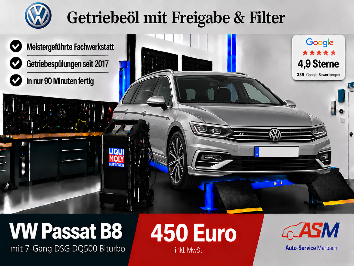 Getriebespülung VW Passat B8 mit 7 Gang DSG DQ500 Biturbo