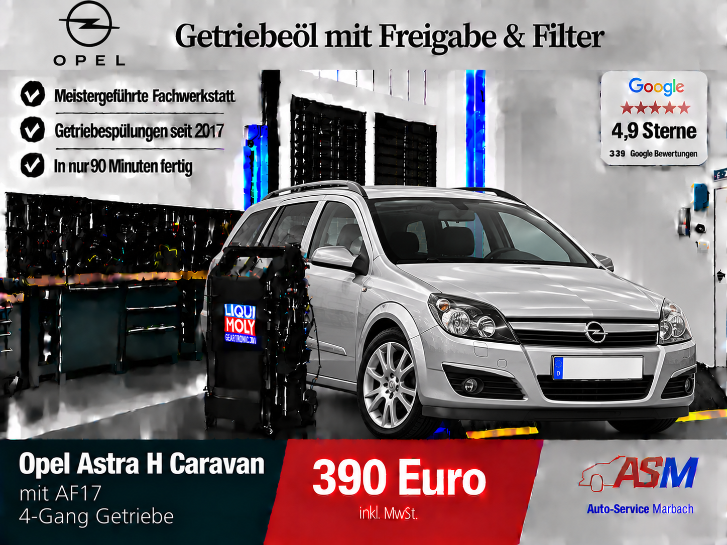 Getriebespülung Opel Astra H Caravan mit AF17 4-Gang Getriebe