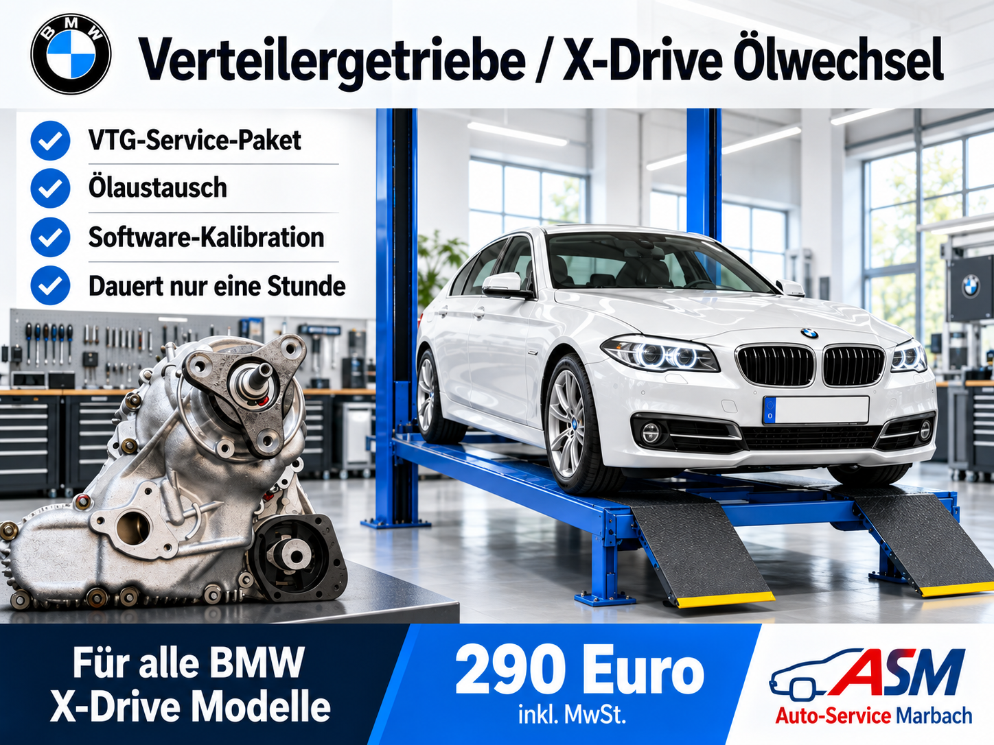 BMW Verteilergetriebe / X-Drive Ölwechsel / VTG mit DTF-1 Öl inklusive Software Adaption