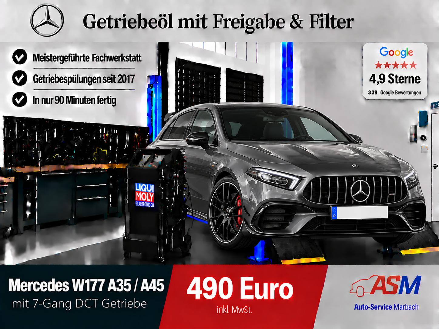 Getriebespülung Mercedes W177 A35 A45 mit 7 Gang DCT Getriebe