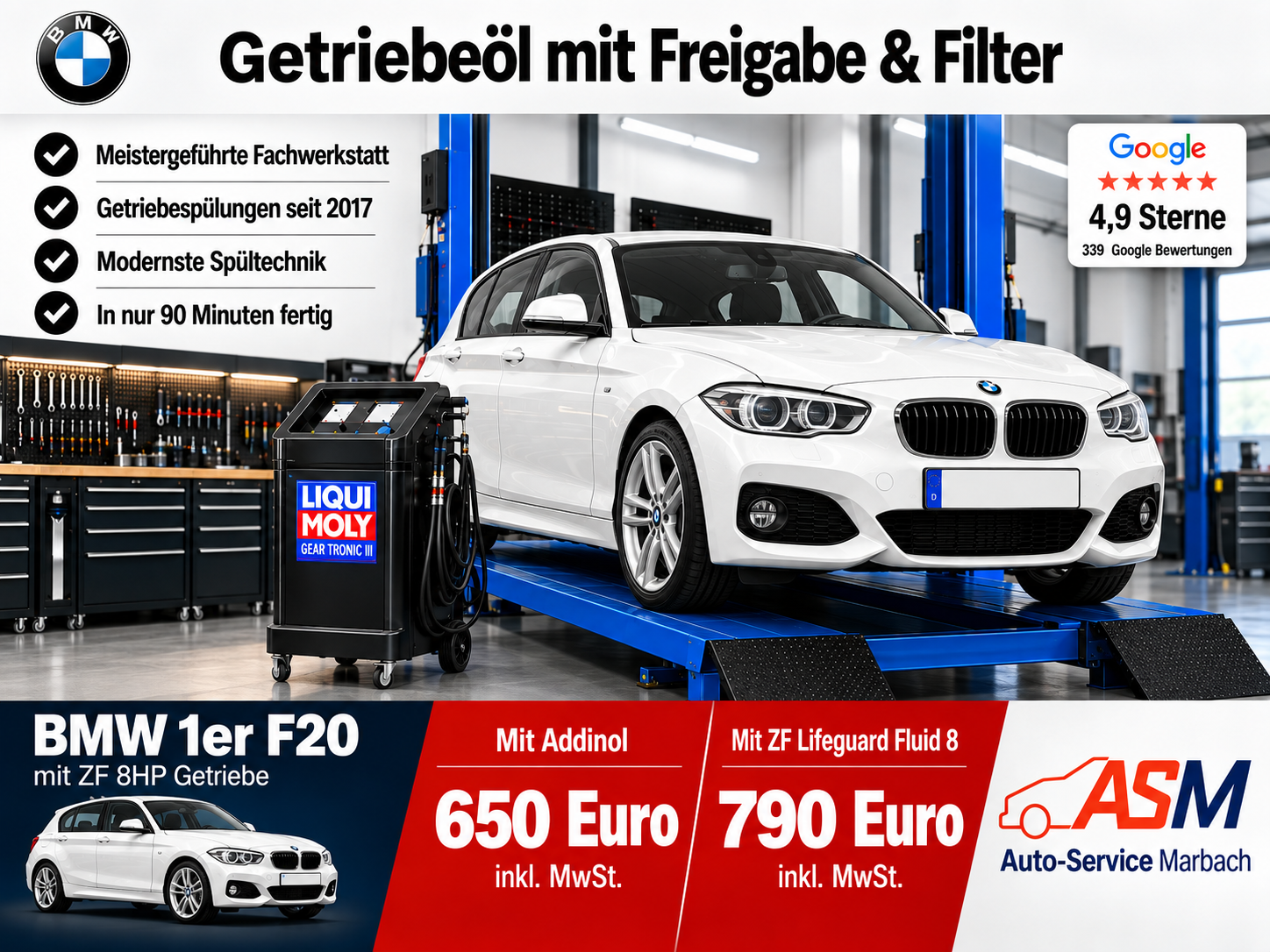 Getriebespülung BMW 1er F20 mit ZF 8HP Getriebe