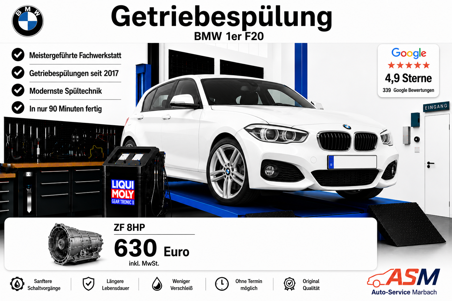 Getriebespülung BMW 1er F20 mit ZF 8HP Getriebe