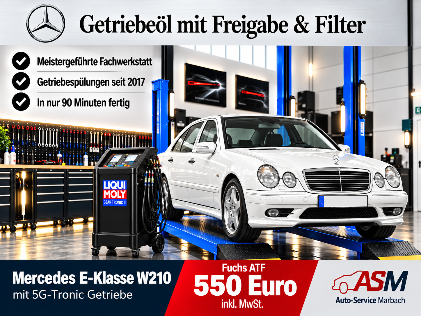 Getriebespülung Mercedes E-Klasse W210 mit 5G Tronic Getriebe