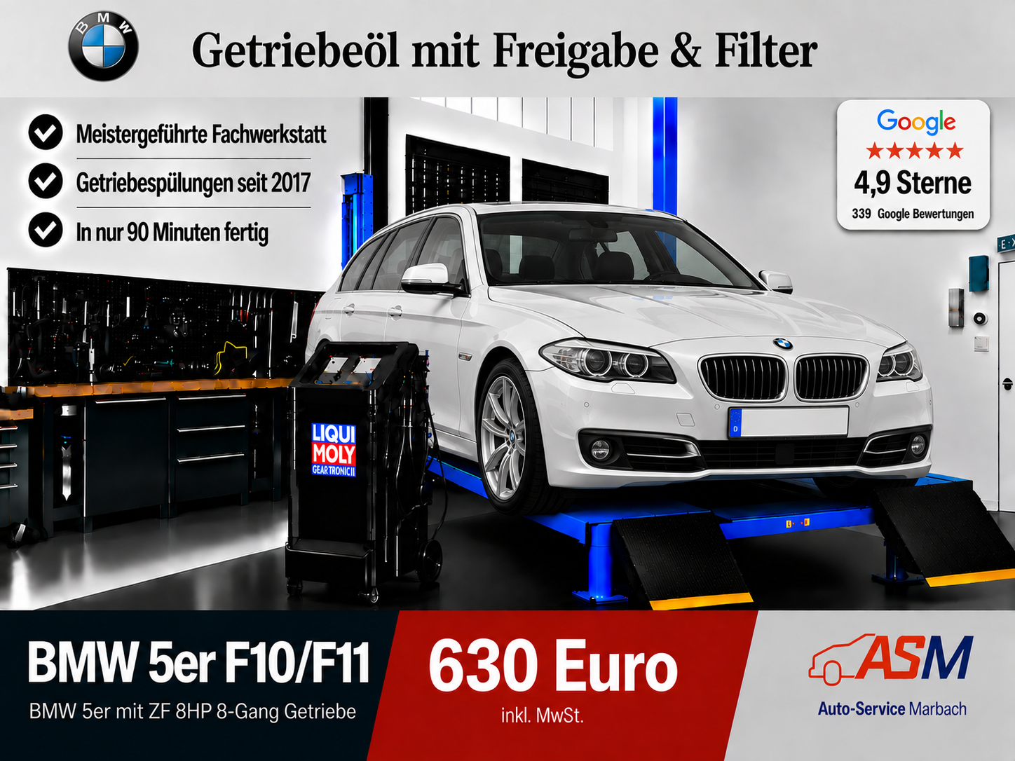 Getriebespülung BMW 5er F10 F11 mit ZF 8HP 8 Gang Getriebe