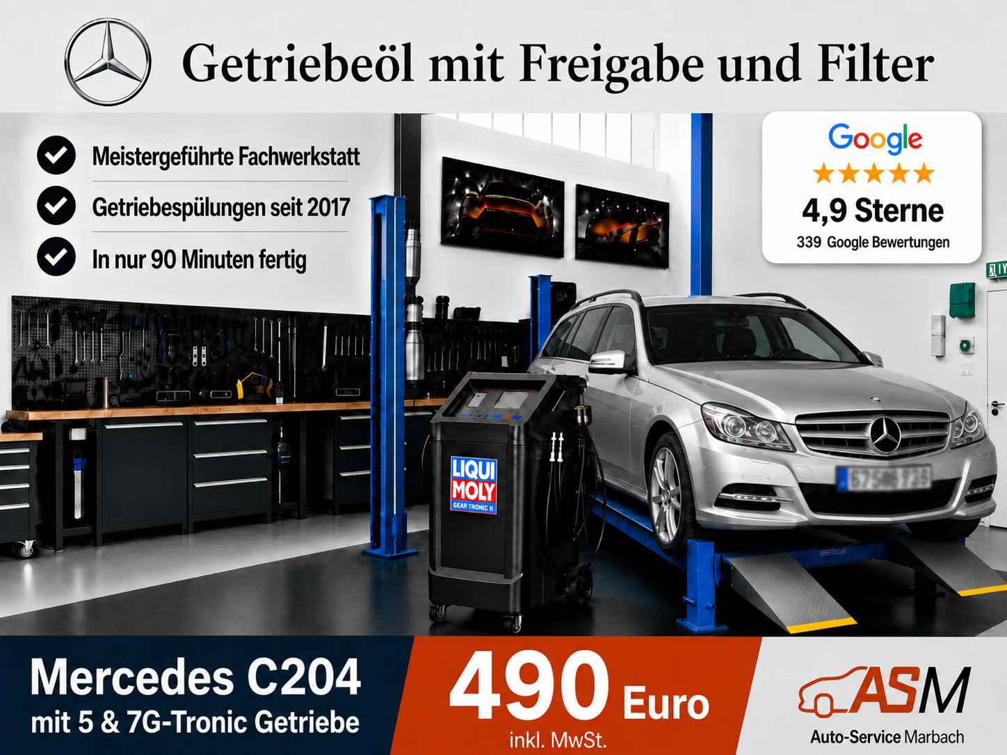Getriebespülung Mercedes C-Klasse W204 mit 5G & 7G Tronic Getriebe