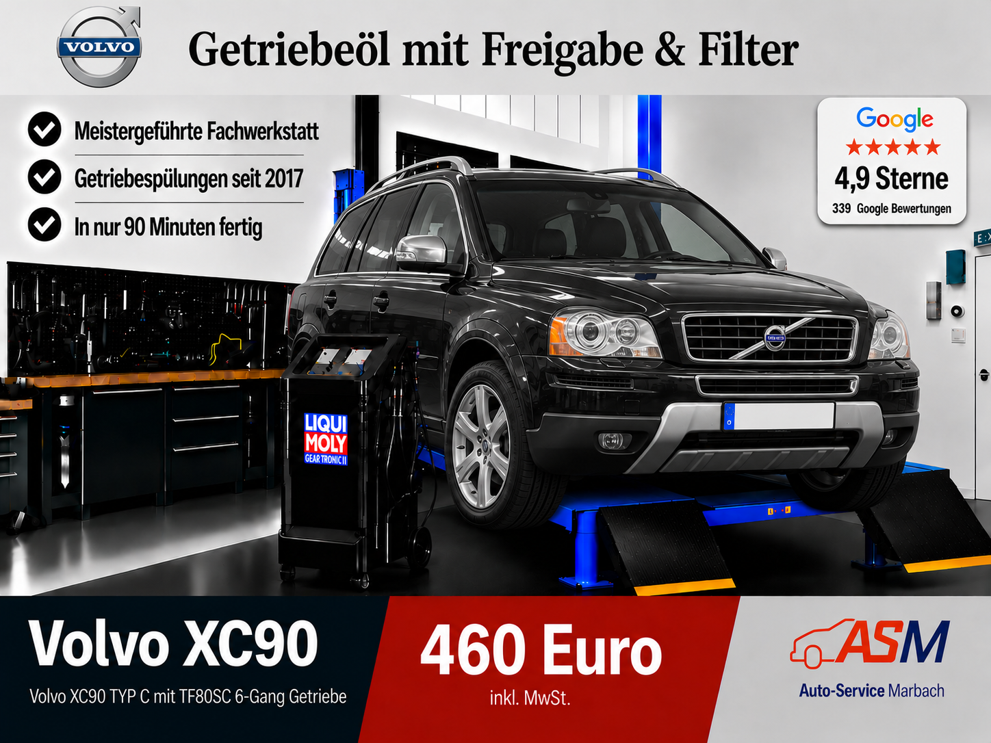 Getriebespülung Volvo XC90 TYP C mit TF80SC 6 Gang Getriebe