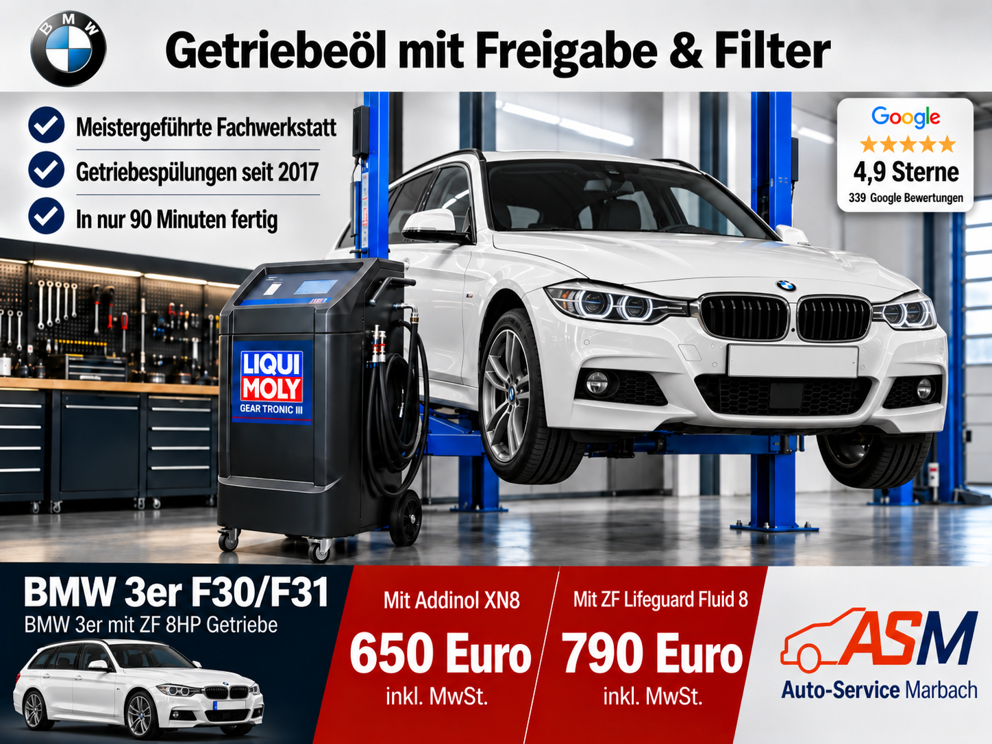 Getriebespülung 3er BMW F30 F31 mit 8-Gang ZF-Getriebe