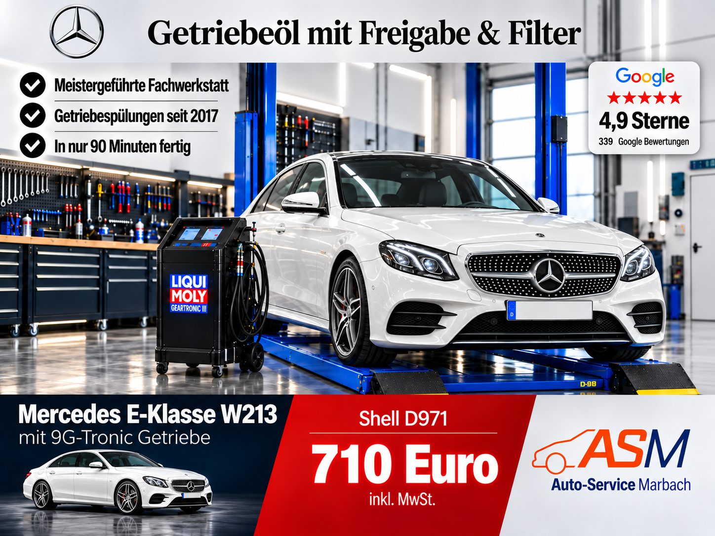Getriebespülung Mercedes E-Klasse W213 mit 9G-Tronic Getriebe