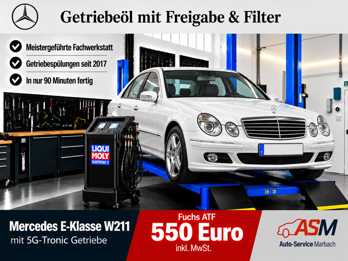 Getriebespülung Mercedes E-Klasse W211 mit 5 G-Tronic Getriebe