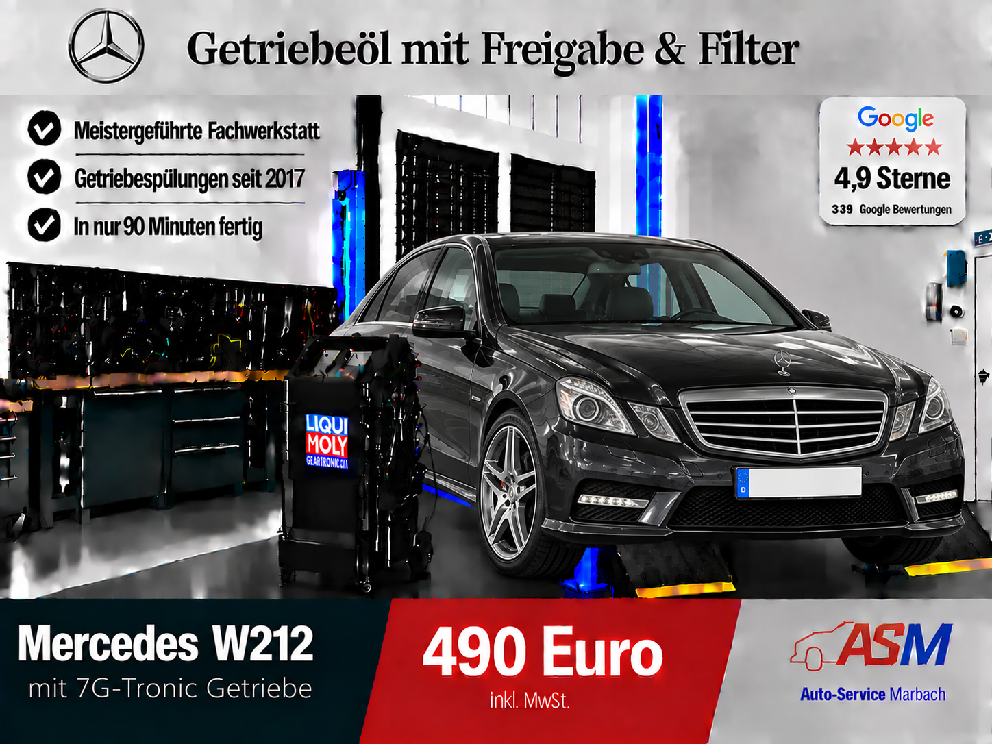 Getriebespülung Mercedes W212 mit 5G & 7G-Tronic Getriebe