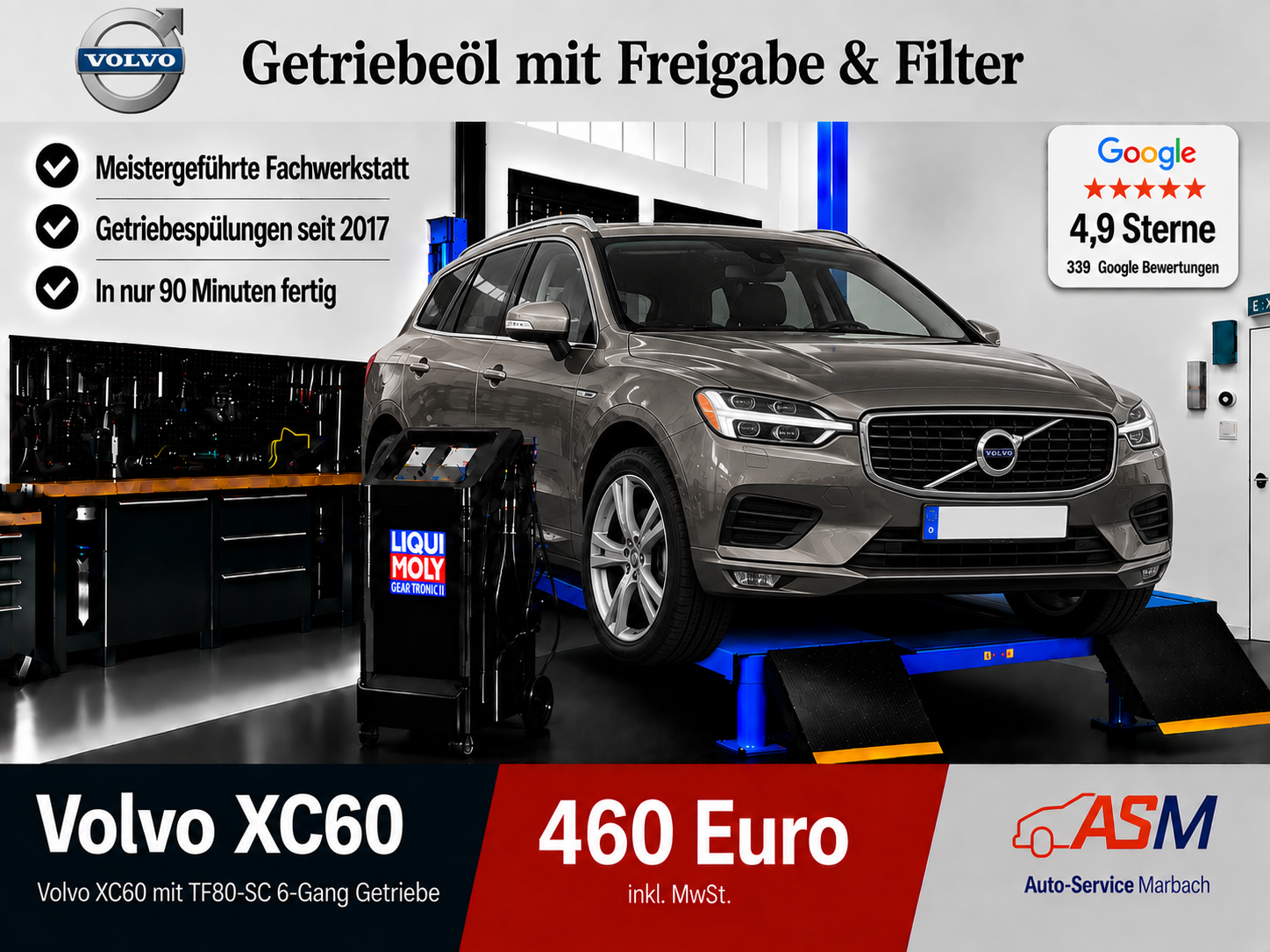 Getriebespülung Volvo XC60 mit TF80 SC 6 Gang Getriebe