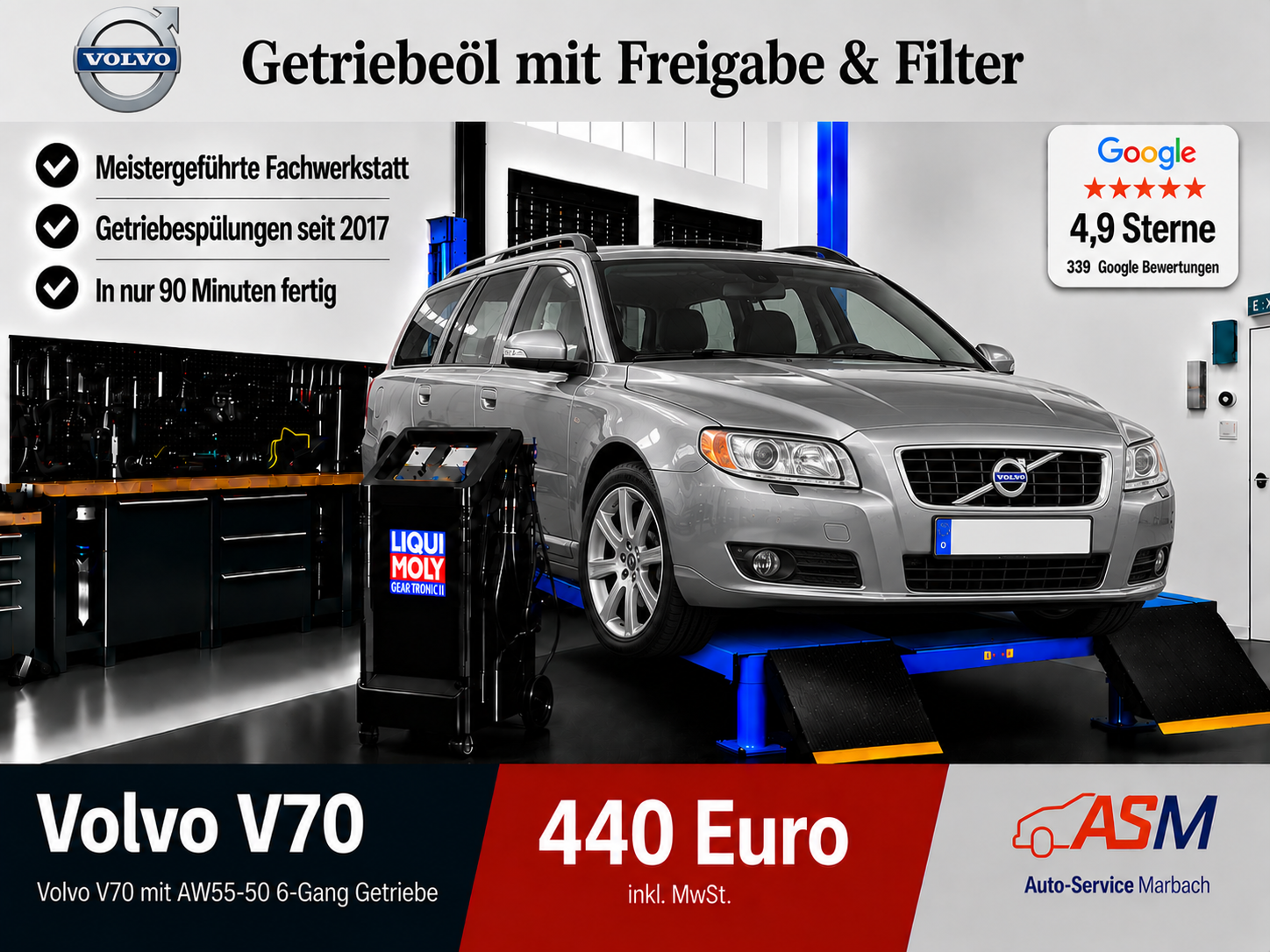 Getriebespülung Volvo V70 mit AW55-50 6 Gang Getriebe