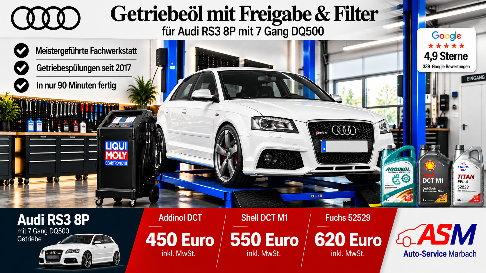 Getriebespülung Audi RS3 8P mit 7 Gang DQ500