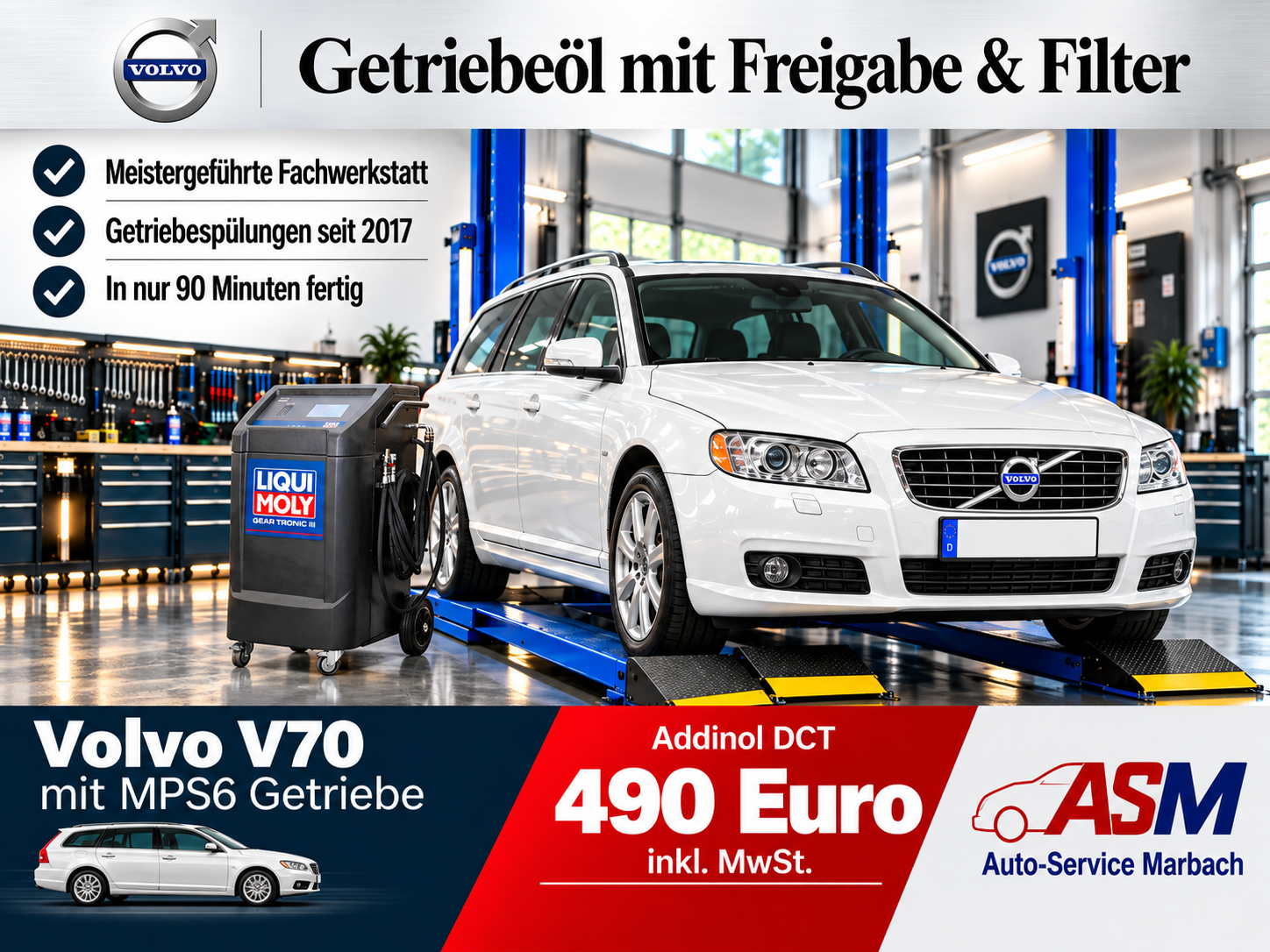 Getriebespülung Volvo V70 mit MPS6 Powershift Getriebe