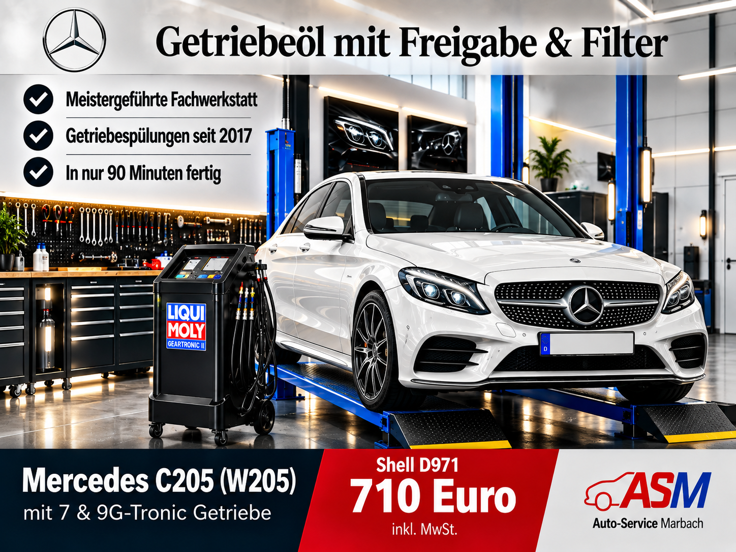 Getriebespülung Mercedes C-Klasse W205 mit 9G-Tronic Getriebe