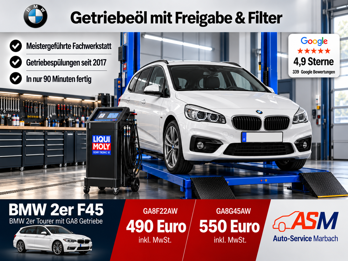 Getriebespülung BMW 2er F45 Tourer mit GA8 Getriebe