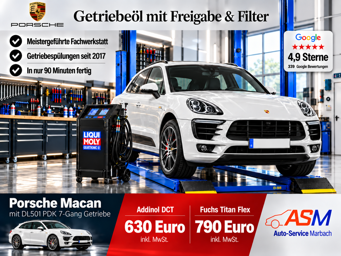Getriebespülung Porsche Macan mit DL501/0B5 PDK 7 Gang Getriebe