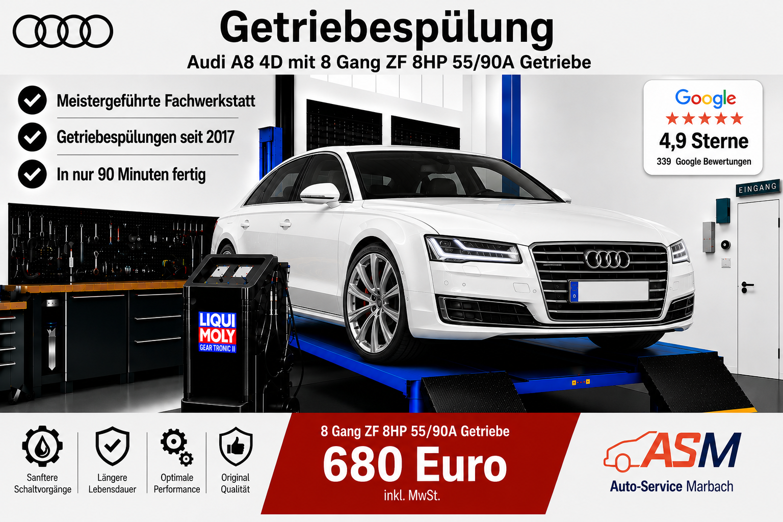 Getriebespülung für Audi A8 D4 mit ZF 8HP55A & ZF 8HP90A