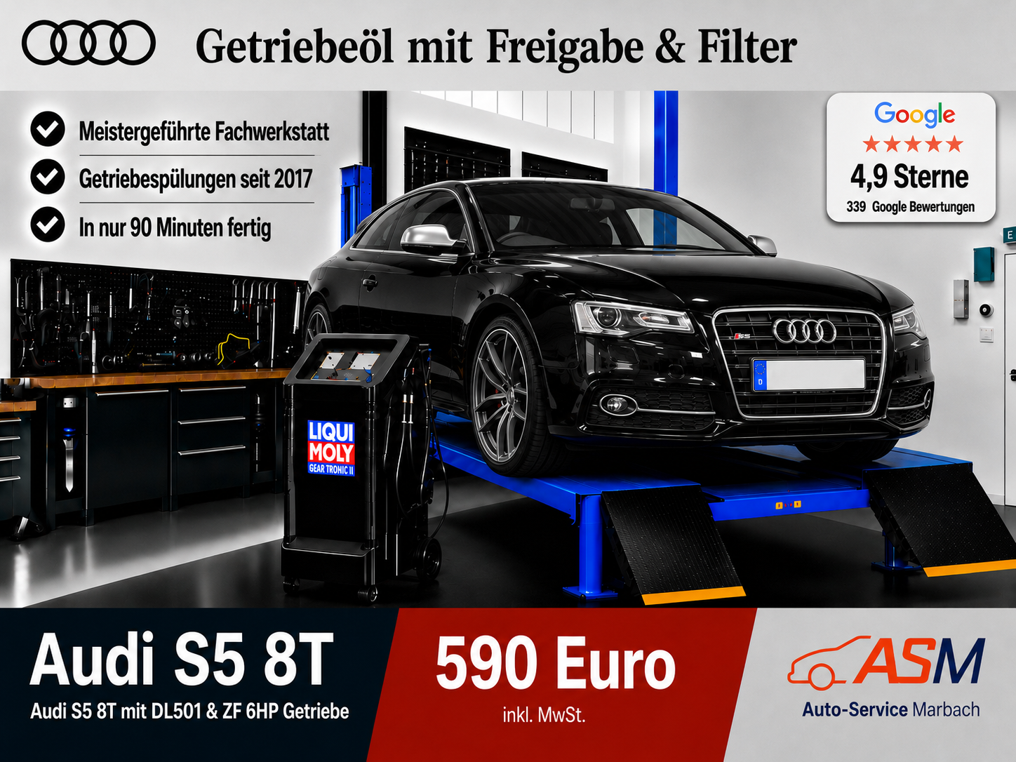 Getriebespülung Audi S5 RS5 8T 8F mit ZF 6HP & DL501 Getriebe
