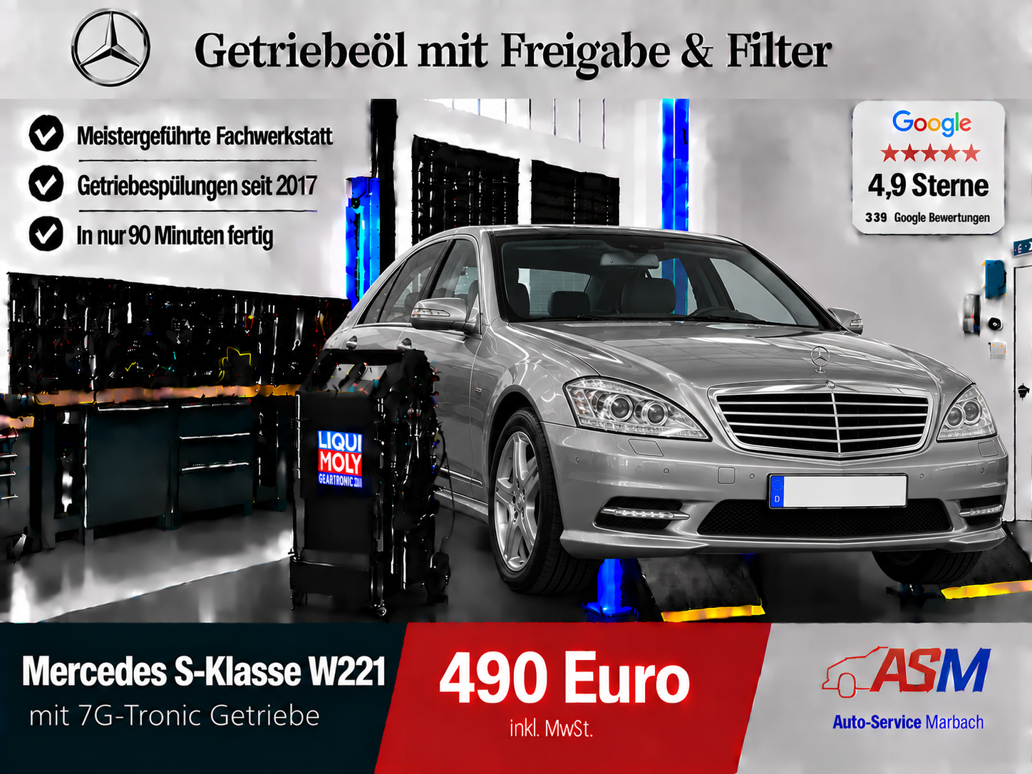Getriebespülung Mercedes S-Klasse W221 mit 7G Tronic