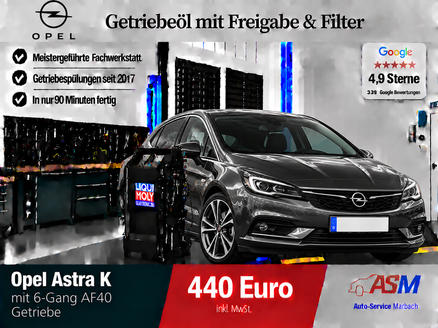 Getriebespülung Opel Astra K mit 6 Gang AF40 Getriebe