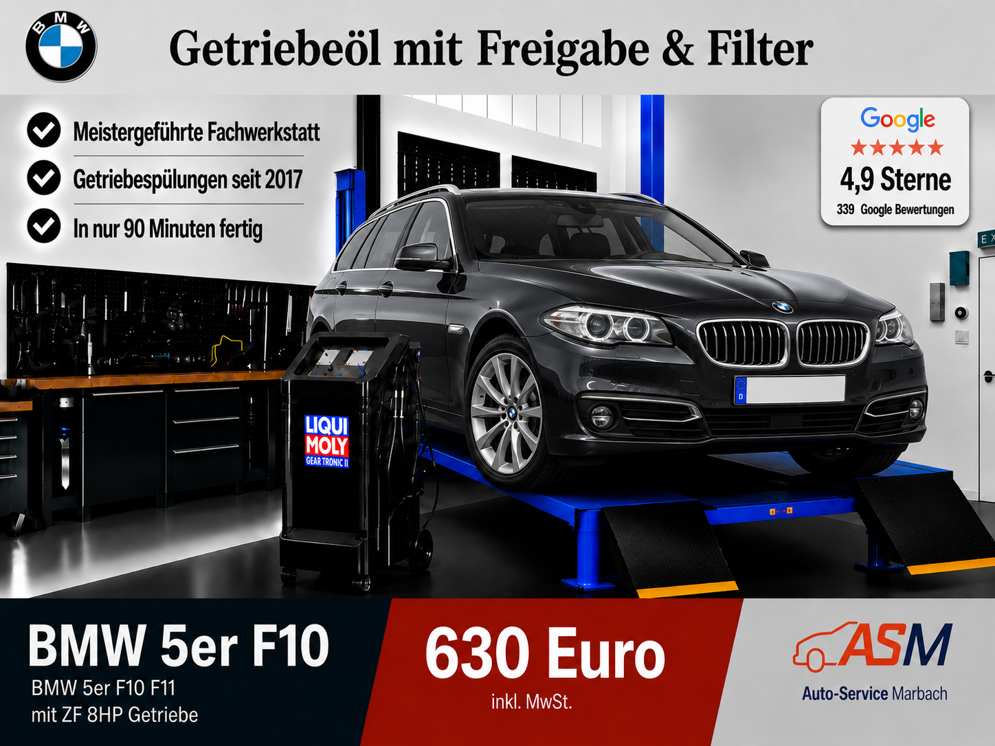 Getriebespülung BMW 5er F10 F11 mit ZF 8HP 8 Gang Getriebe