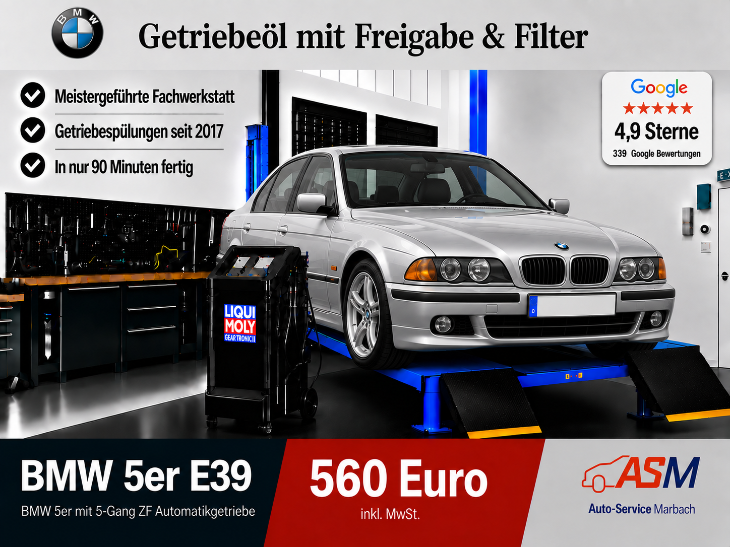 Getriebespülung BMW 5er E39 mit 5-Gang-ZF-Automatikgetriebe