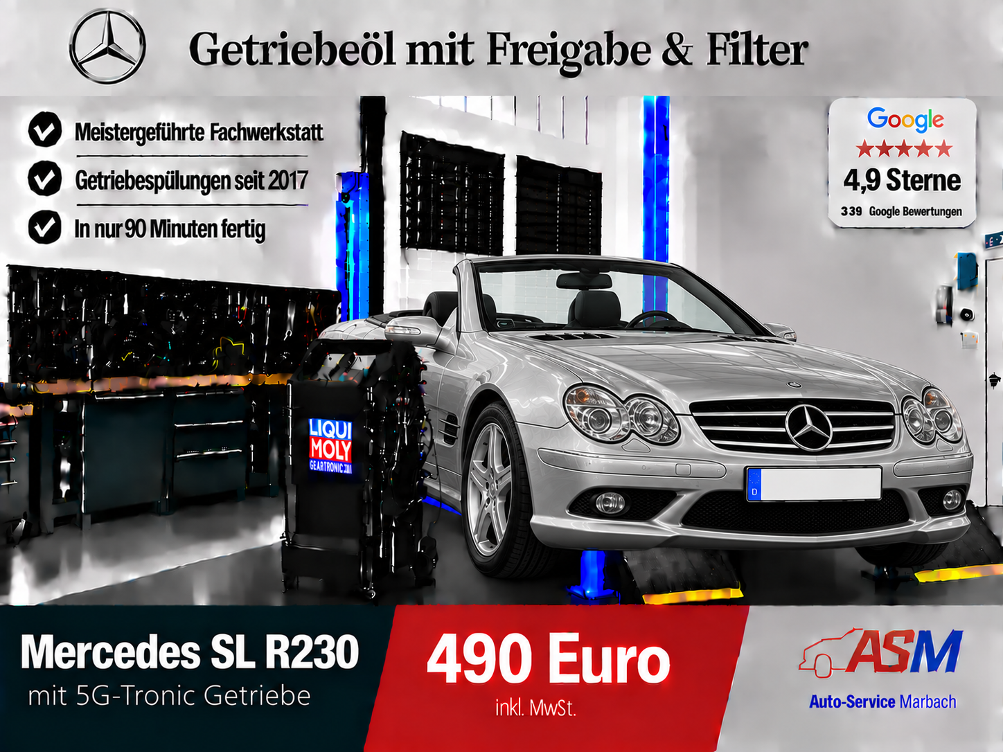 Getriebespülung Mercedes SL R230 mit 5G Tronic Getriebe