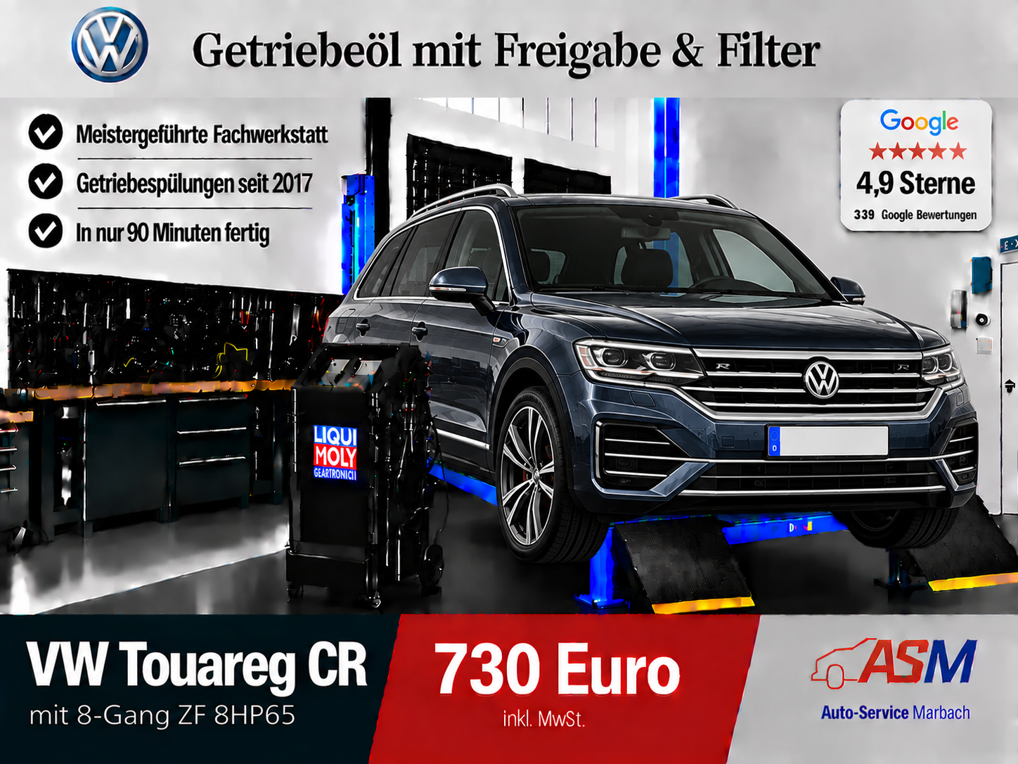 Getriebespülung VW Touareg CR mit 8 Gang ZF 8HP65A 0D5 Getriebe