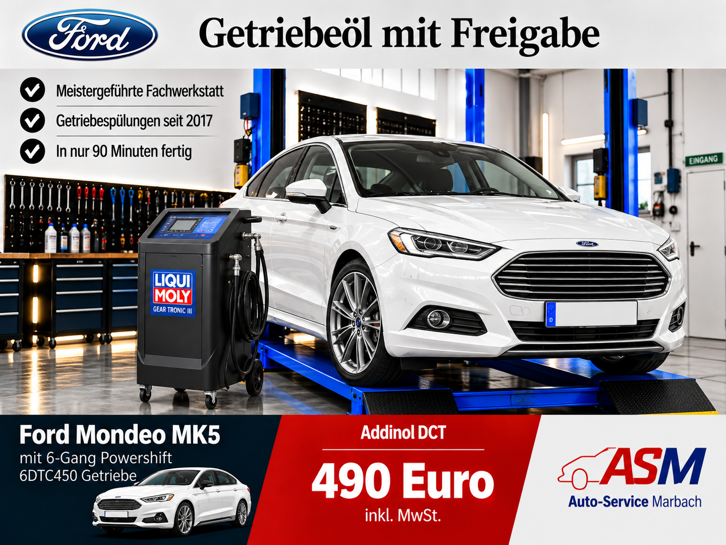 Getriebespülung Ford Mondeo MK5 mit 6 Gang Powershift 6DTC450