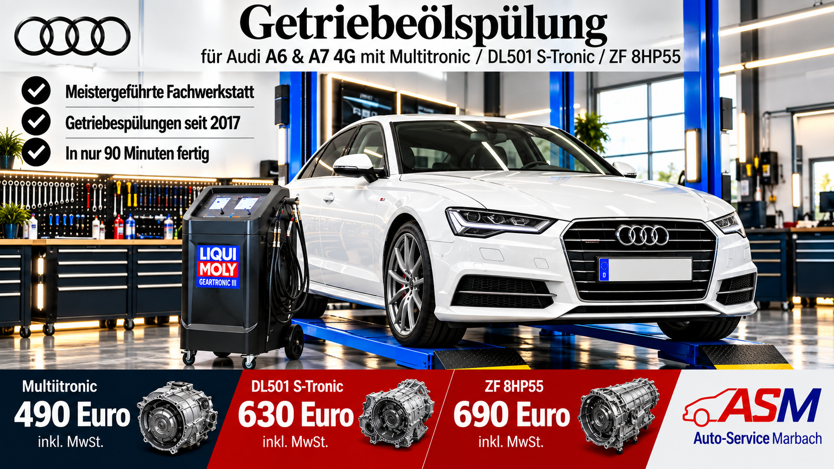 Getriebeölspülung Audi A6 4G – Multitronic, DL501 S-Tronic & 0BK ZF 8HP55
