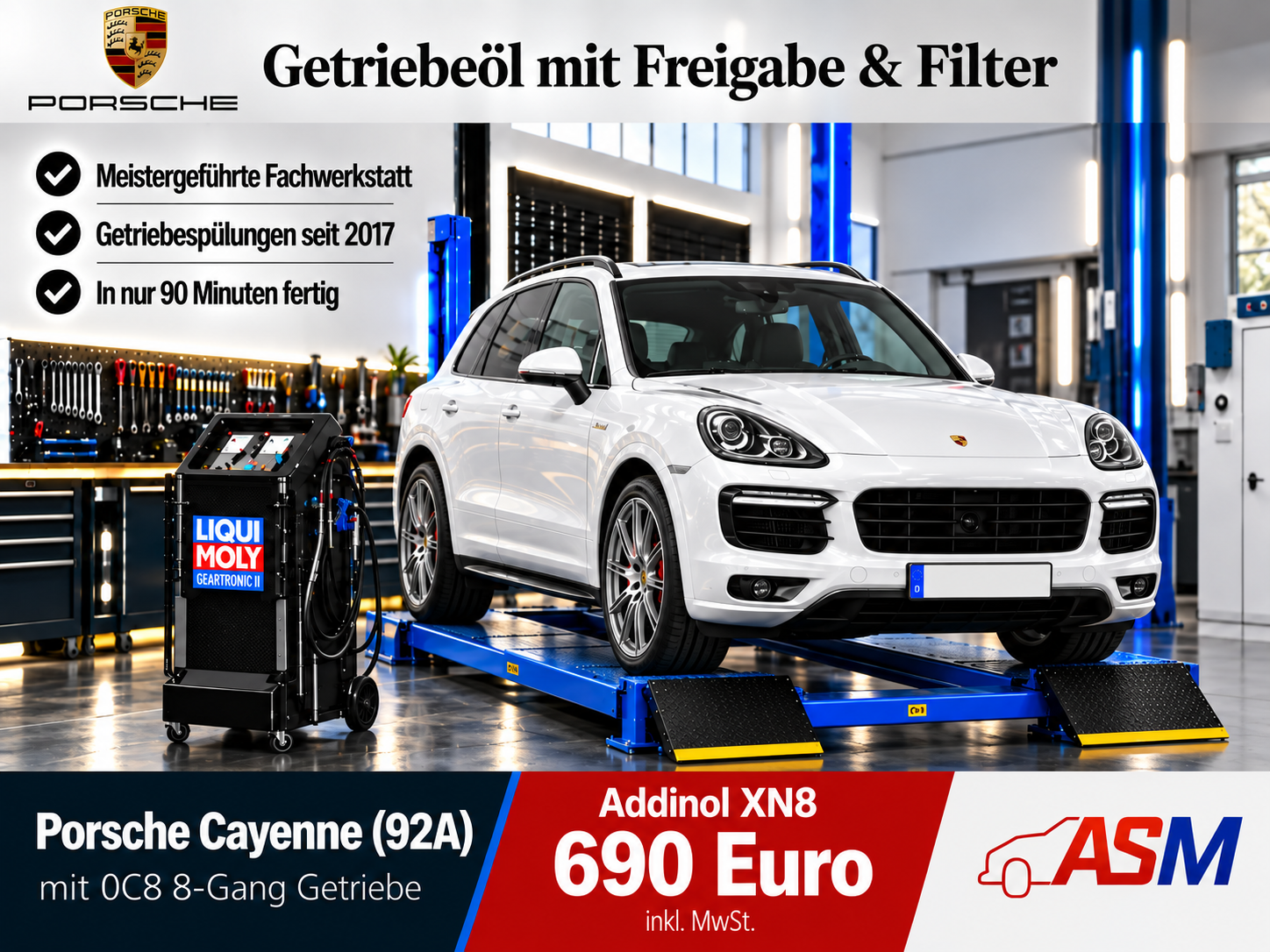 Getriebespülung Porsche Cayenne 92A mit 0C8 TR80SD 8 Gang Getriebe