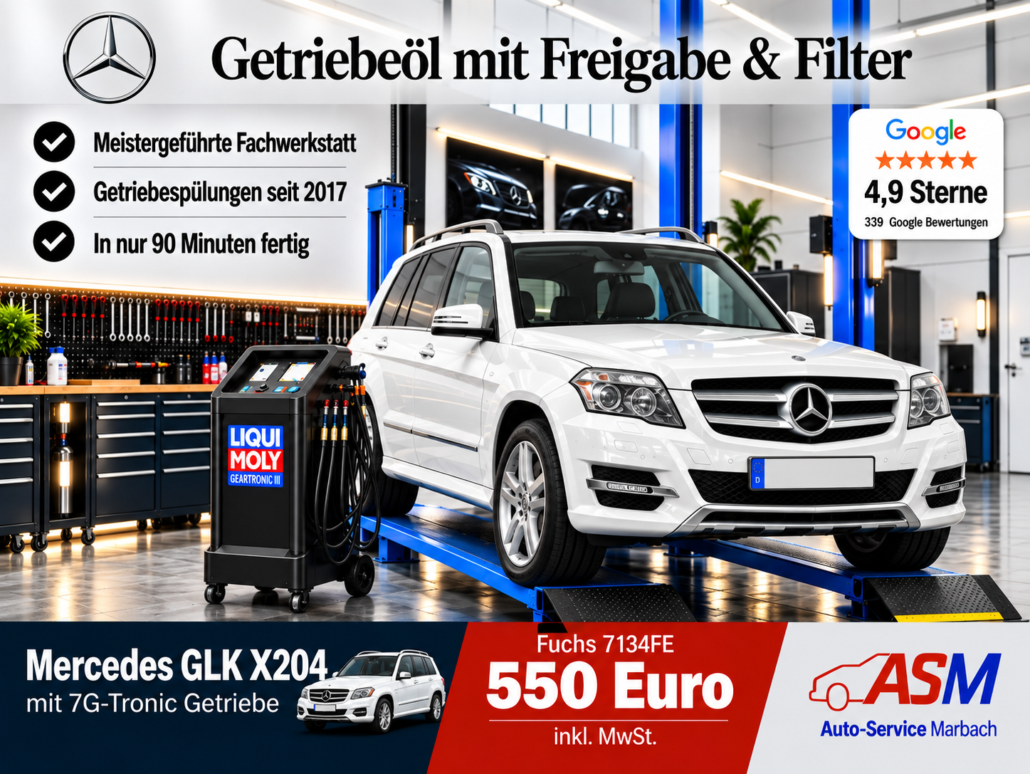 Getriebespülung Mercedes GLK X204 mit 7G Tronic Getriebe