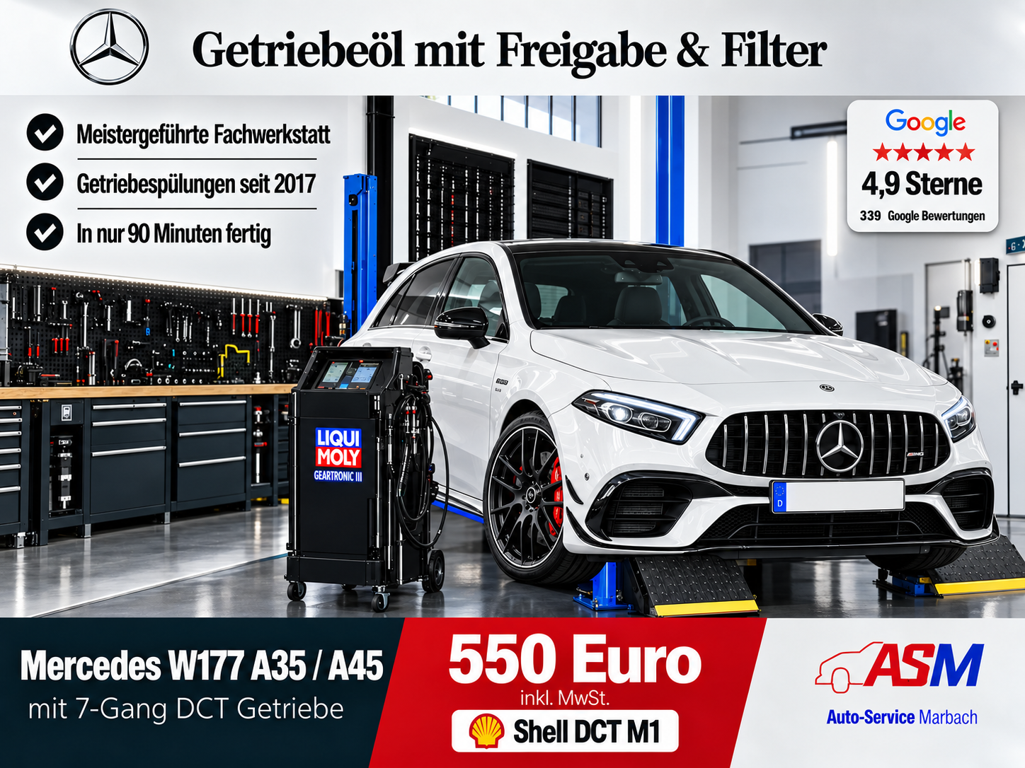 Getriebespülung Mercedes W177 A35 A45 mit 7 Gang DCT Getriebe
