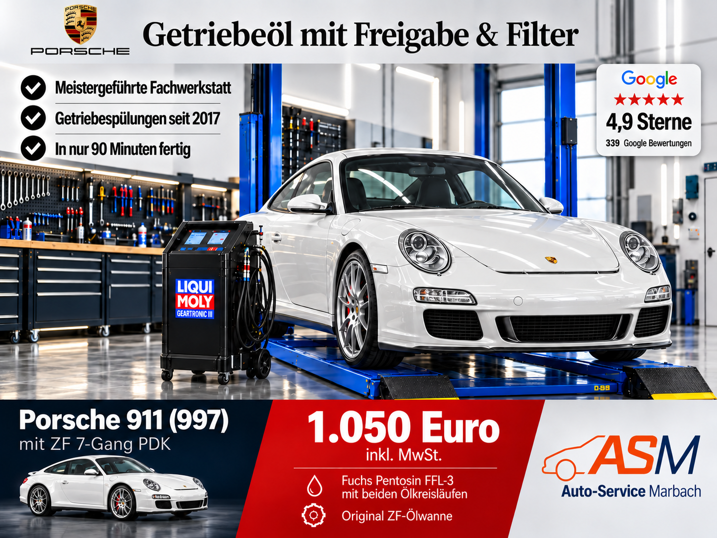 Getriebespülung Porsche 911 997 mit ZF 7 Gang PDK ZF 7DT45/ZF 7DT70