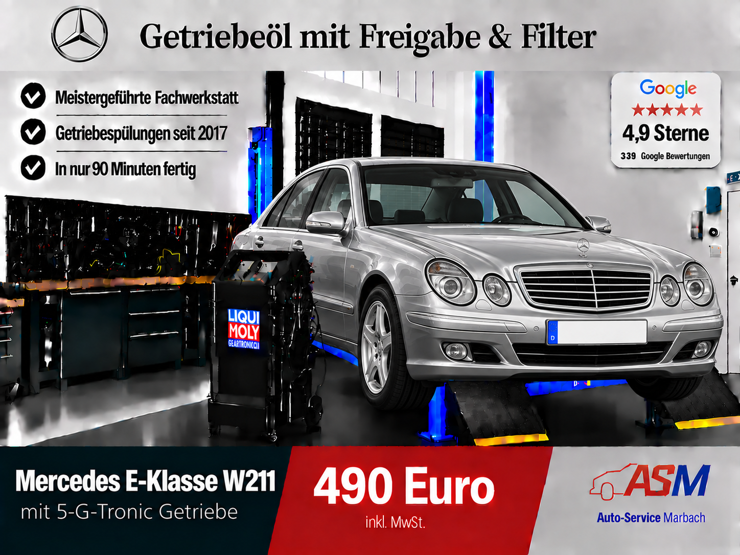 Getriebespülung Mercedes E-Klasse W211 mit 5 G-Tronic Getriebe